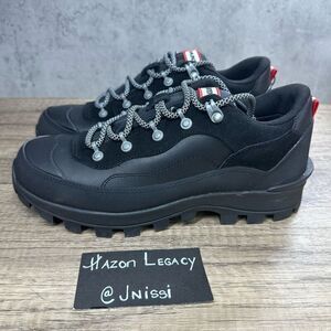 Hunter~Women’s~ Explorer Low WP Leather Waterproof Black Hikers~Size 8
